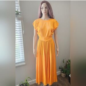 Vintage Kira orange cotton maxi dress tie back